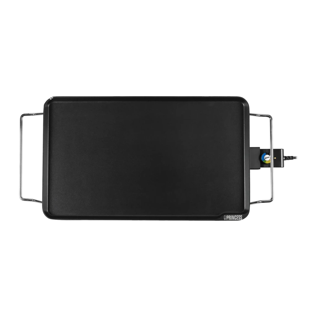 Plancha de asar Princess Table Chef XXL 2500W 600x360mm Negro 102325, detalle cenital: superficie antiadherente, asas