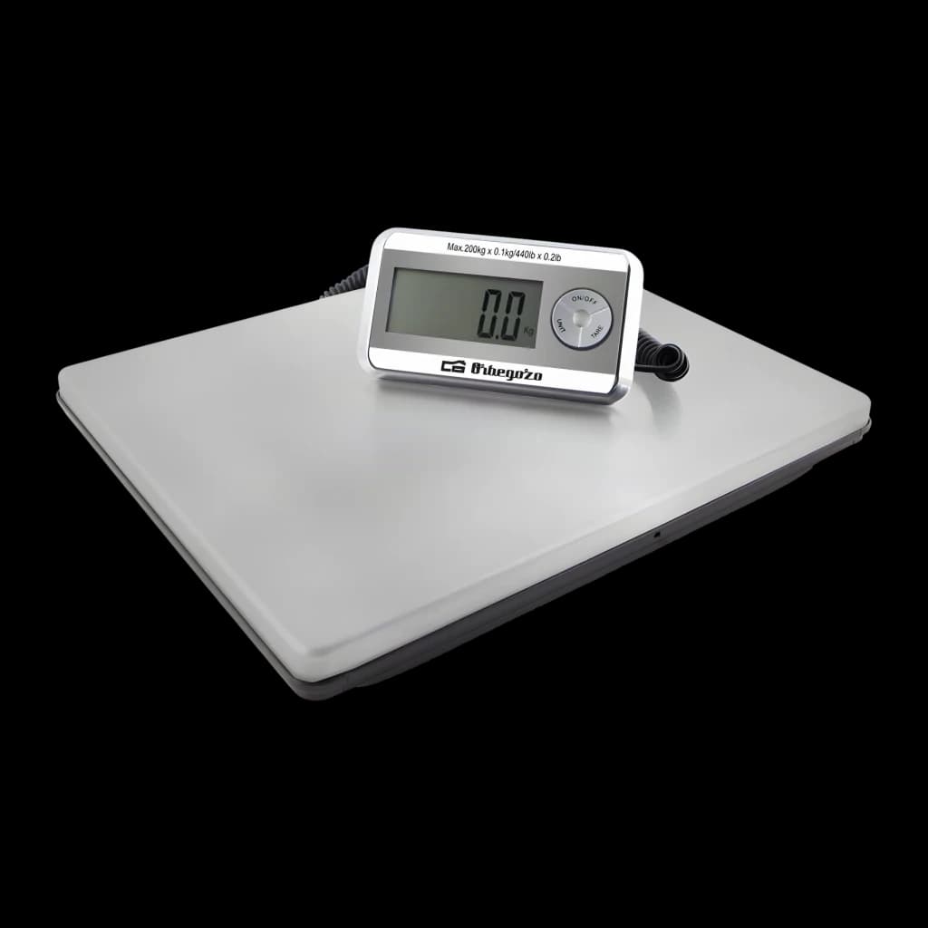 Balance de cuisine Orbegozo PC 5500 200 kg Argent, vue de face: grande plateforme argentée avec indicateur LCD détachable