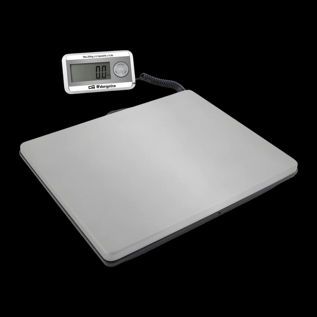 Balance de cuisine Orbegozo PC 5500 200 kg Argent, détail: écran LCD déporté avec câble spiralé et large plateau argenté