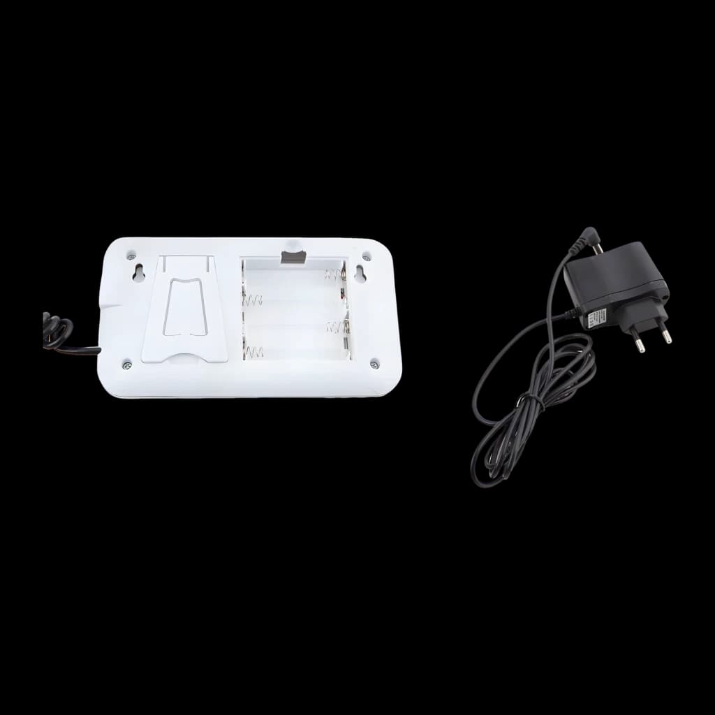 Balance de cuisine Orbegozo PC 5500 200 kg Argent, vue arrière: compartiment piles, support pliant et adaptateur secteur