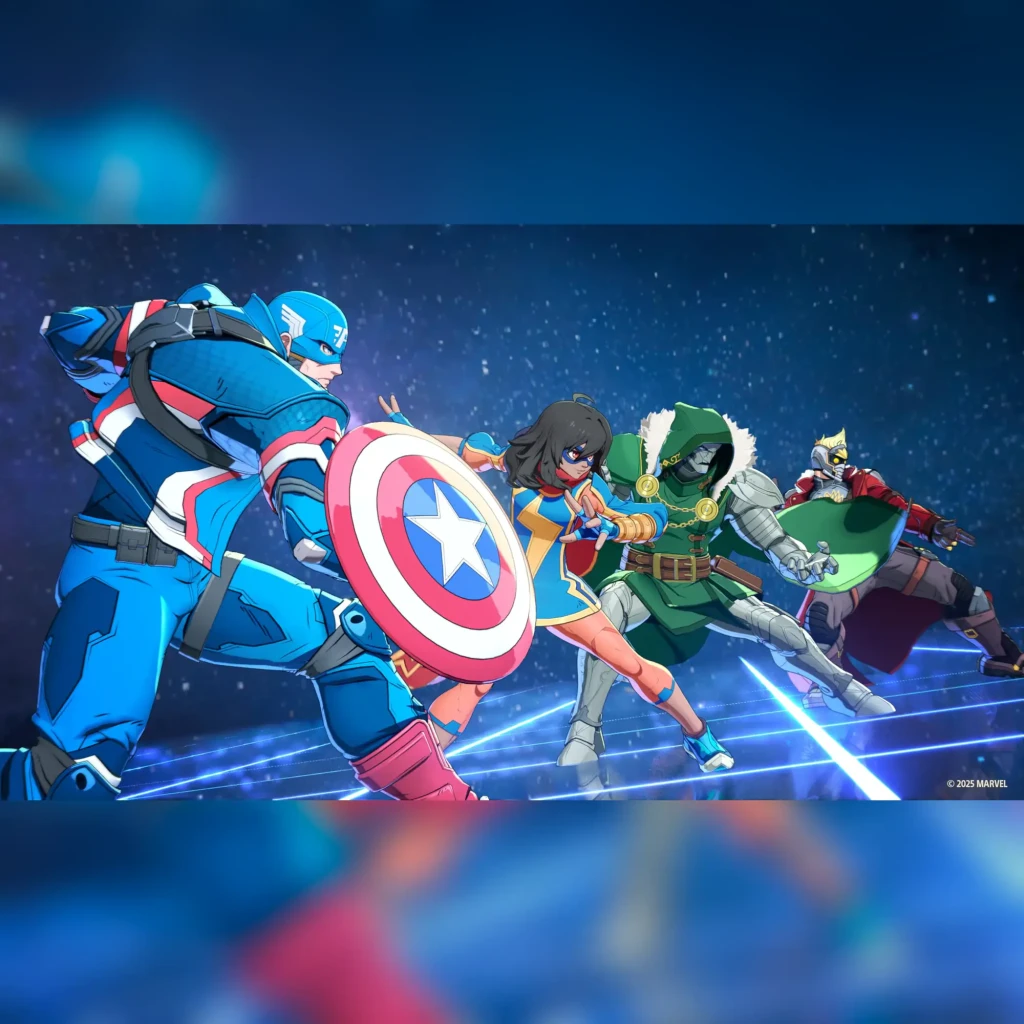 Videojogo Sony Marvel Tōkon: Fighting Souls Edição Standard PS5, em uso: Capitão América, Ms. Marvel, Doutor Destino