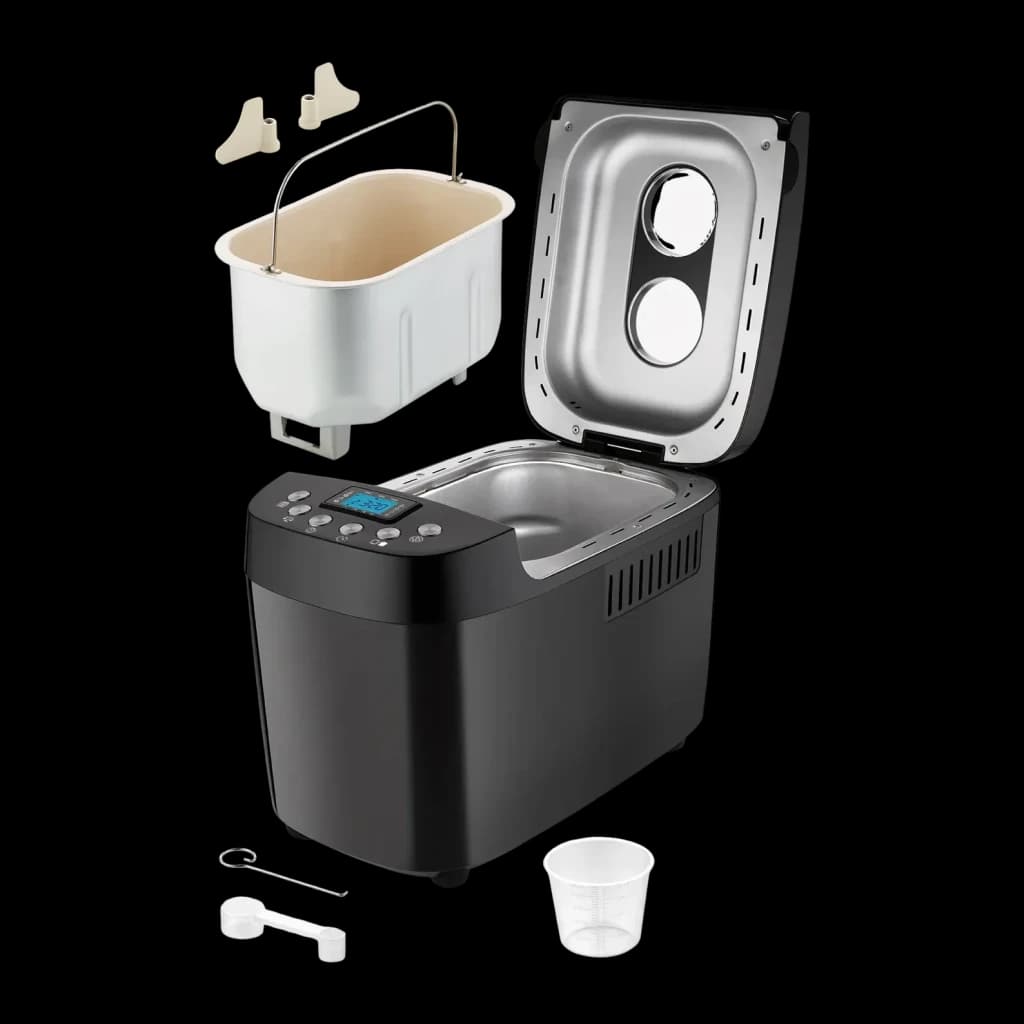 Machine à pain UNOLD Backmeister Big Black 850W jusqu'à 1500g 68525, détail: cuve, pétrin, couvercle et accessoires inclus