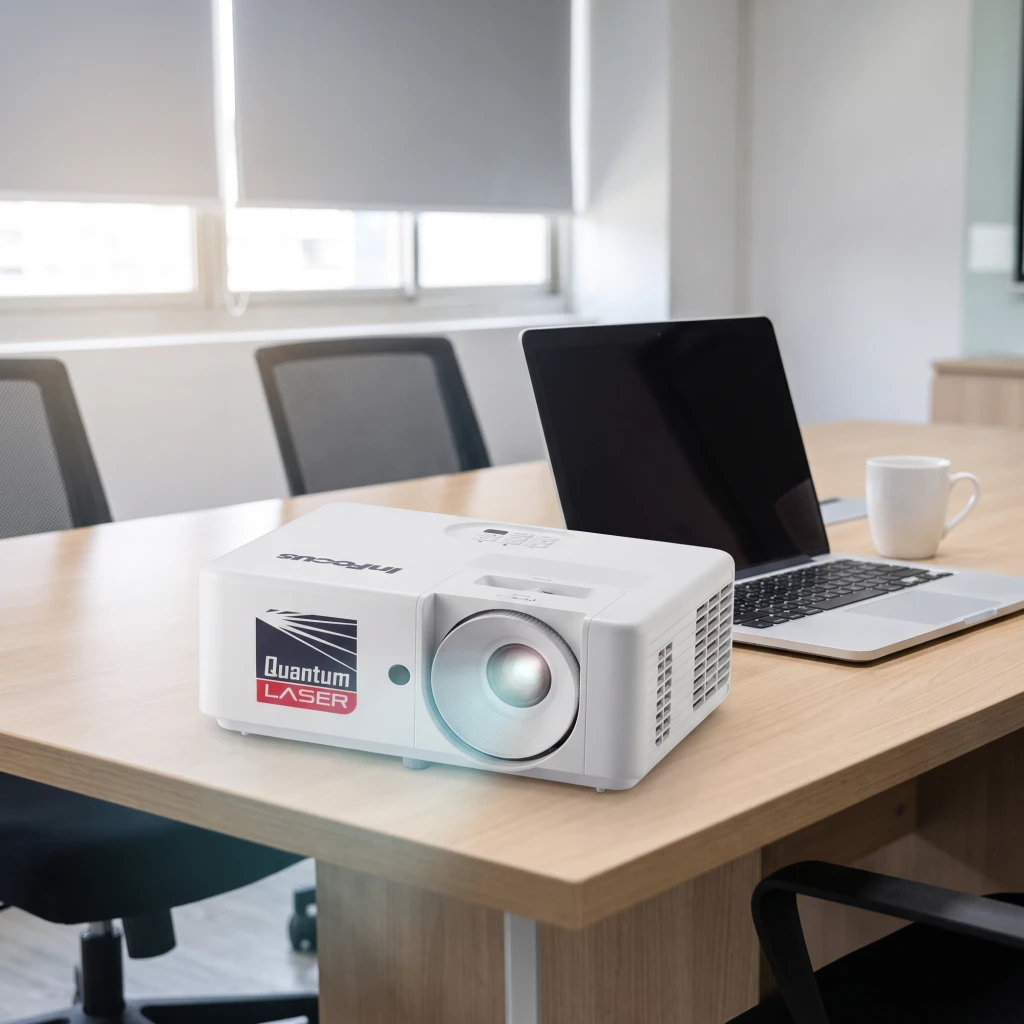 Projecteur InFocus Nemesis true 1080p Full HD 5000 Lumens ANSI Laser DLP Blanc IN1038SL, en utilisation: sur table de salle