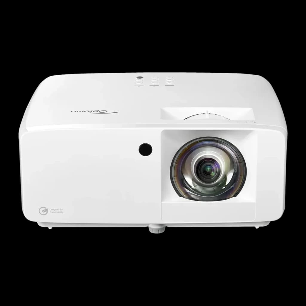 Proyector Optoma Láser Tiro Corto Full HD 1080p 4200 Lúmenes ANSI Blanco ZH451ST, detalle: vista frontal con objetivo gran