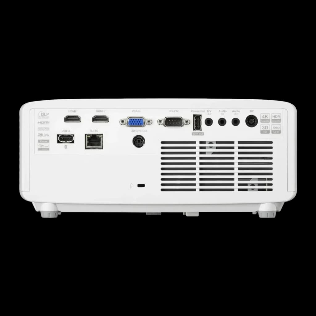Proyector Optoma Láser Tiro Corto Full HD 1080p 4200 Lúmenes ANSI Blanco ZH451ST, vista trasera: panel de conectividad