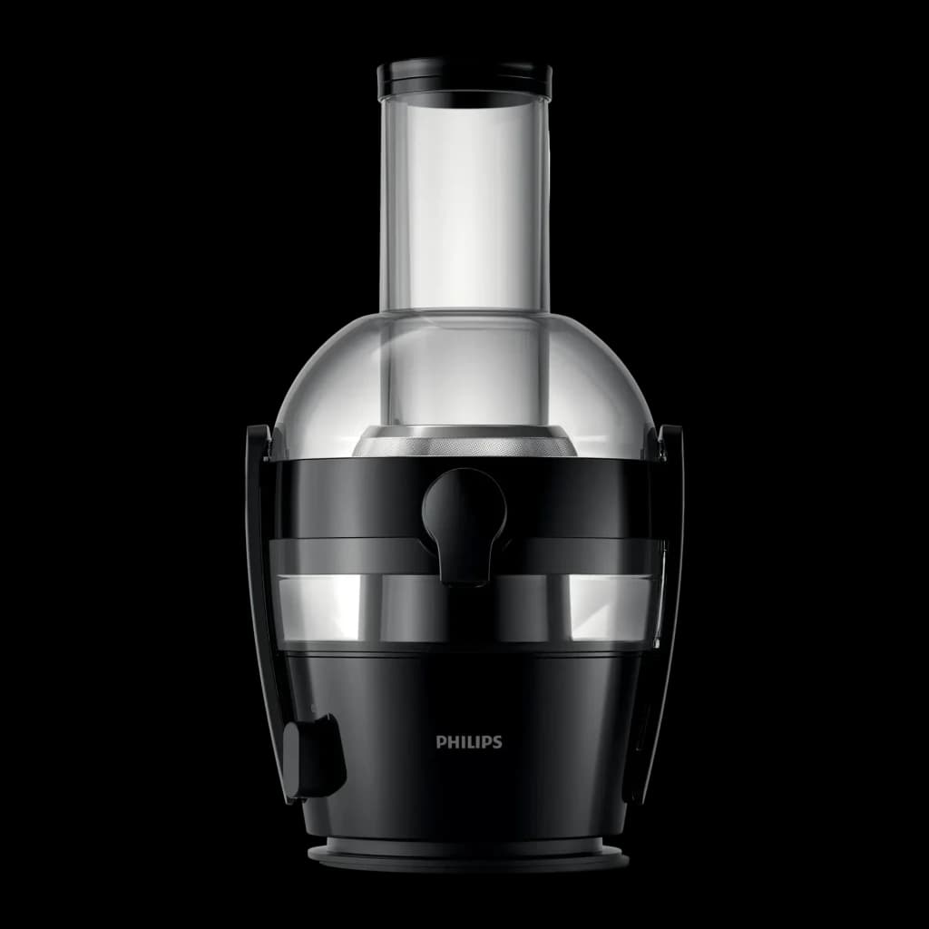 Centrifugadora Philips Viva Collection 800W jarro 800ml / 1,2L polpa Preto HR1855/70, vista frontal: corpo preto com tampa