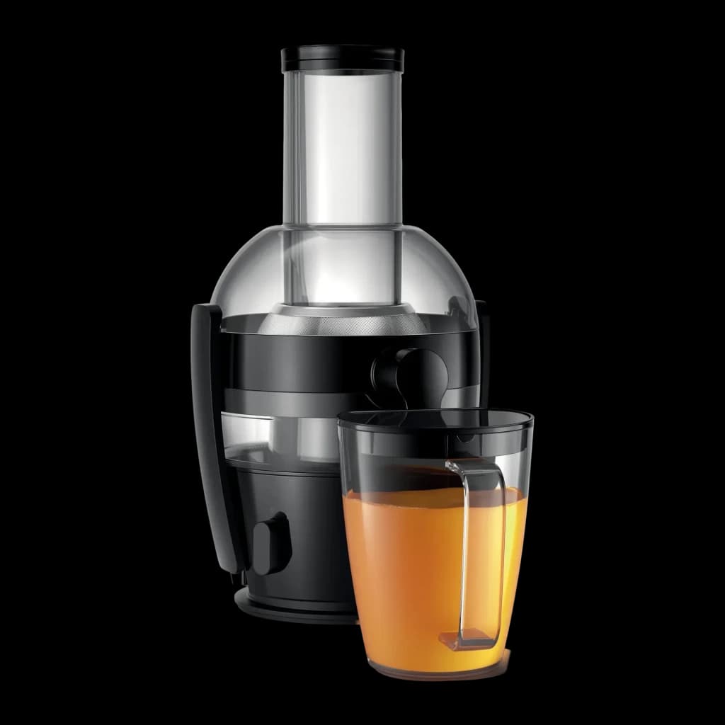Centrifugadora Philips Viva Collection 800W jarro 800ml / 1,2L polpa Preto HR1855/70, detalhe: jarro com sumo de laranja