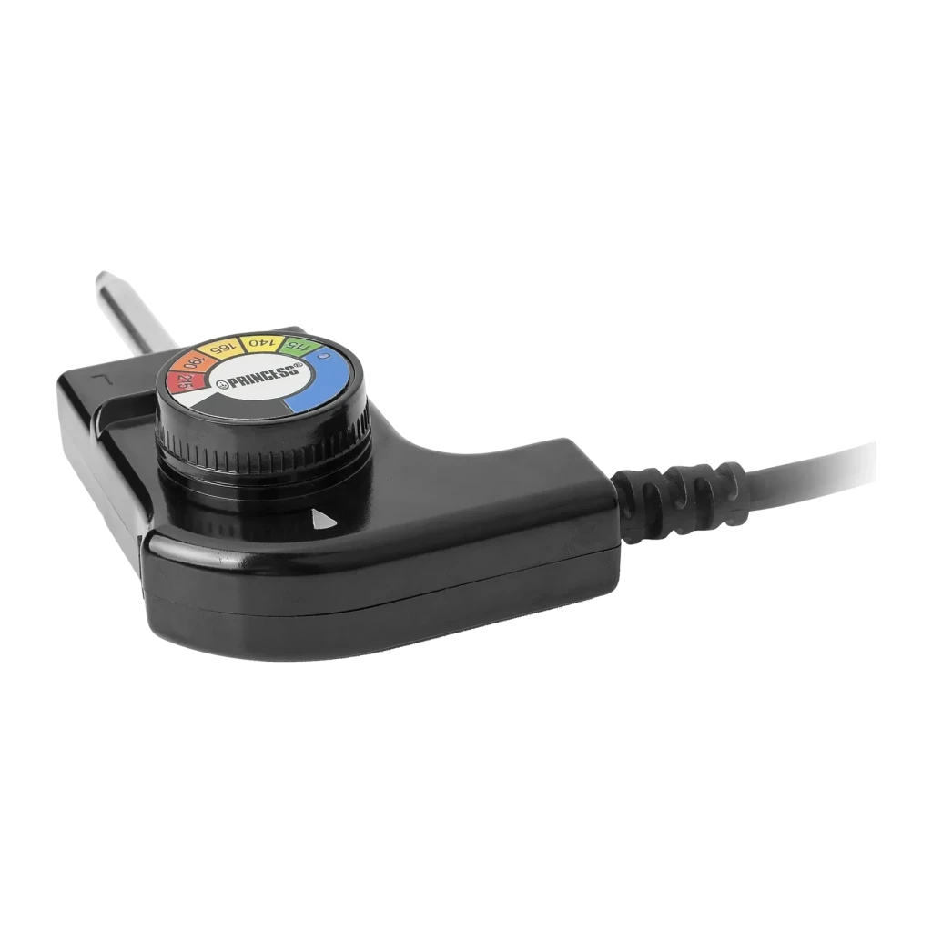 Plancha de asar Princess Table Chef Premium XL 2500W 460x260mm Negro, detalle: control de temperatura con dial de colores