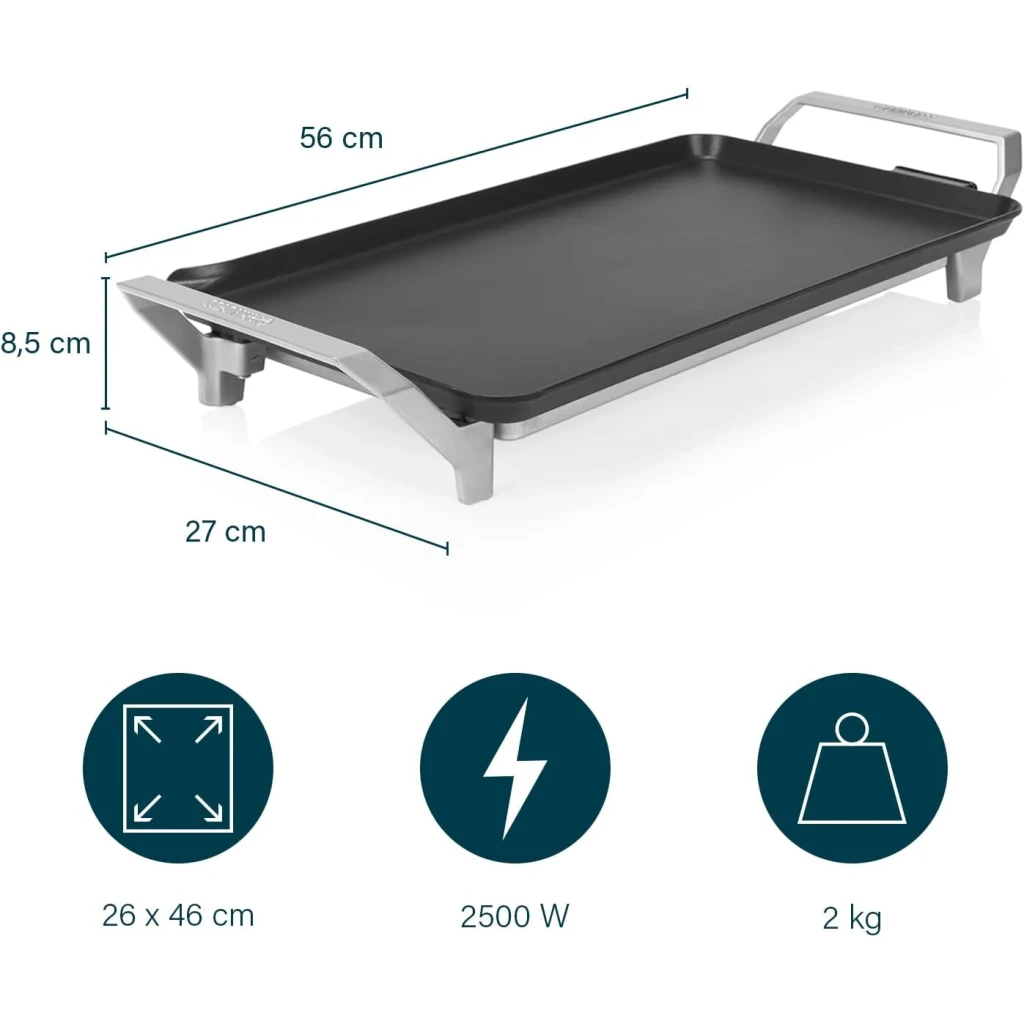 Plancha de asar Princess Table Chef Premium XL 2500W 460x260mm Negro, dimensiones: cotas 56x27x8,5cm, superficie