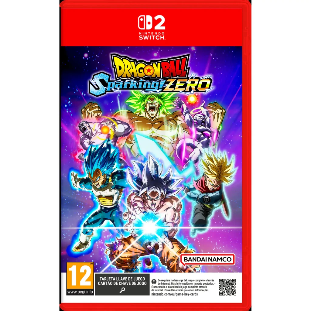 Videojuego Bandai Namco Dragon Ball: Sparking! Zero Nintendo Switch 2, vista frontal: carátula con Goku, Vegeta y personajes