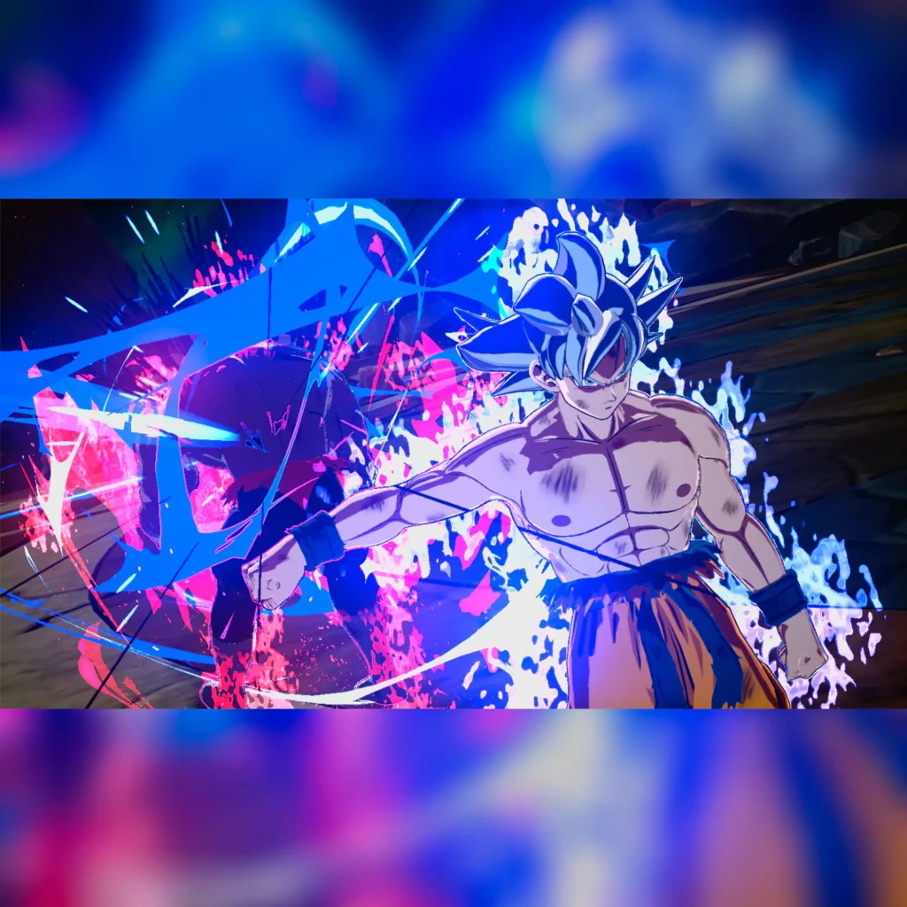 Videojuego Bandai Namco Dragon Ball: Sparking! Zero Nintendo Switch 2, en uso: Goku Ultra Instinto en combate con aura azul