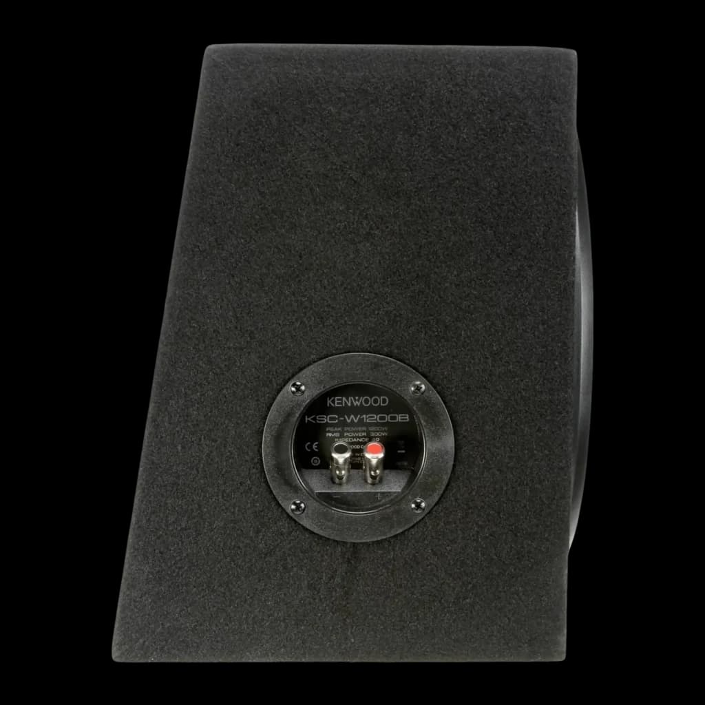 Caisson de basses voiture Kenwood 30cm Passif 300W RMS Noir KSC-W1200B, vue arrière: panneau de connexion avec bornes rouge