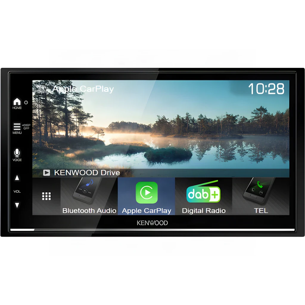 Autorádio Kenwood Preto CarPlay Android Auto Sem Fios 6.8 polegadas DMX7722DABS, frontal: ecrã com interface Apple CarPlay