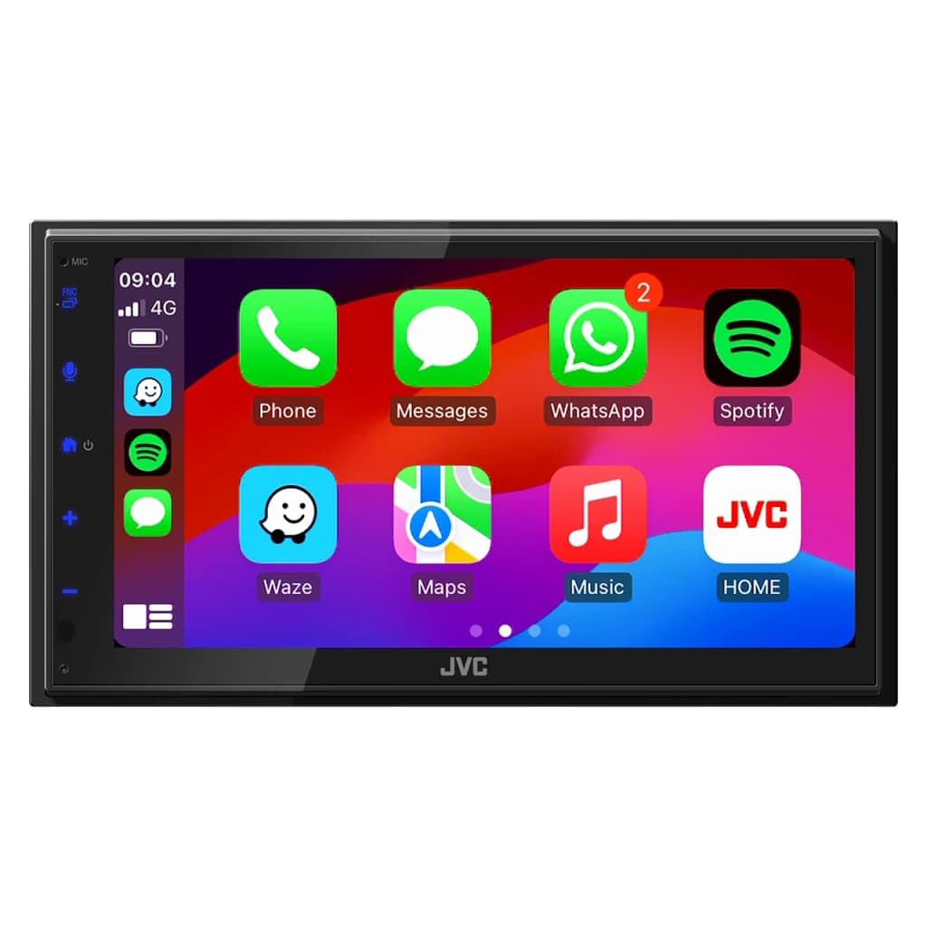 Autorradio JVC Negro CarPlay Android Auto Inalámbrico 6.8 pulgadas KW-M695DBW, vista frontal: pantalla táctil con interfaz