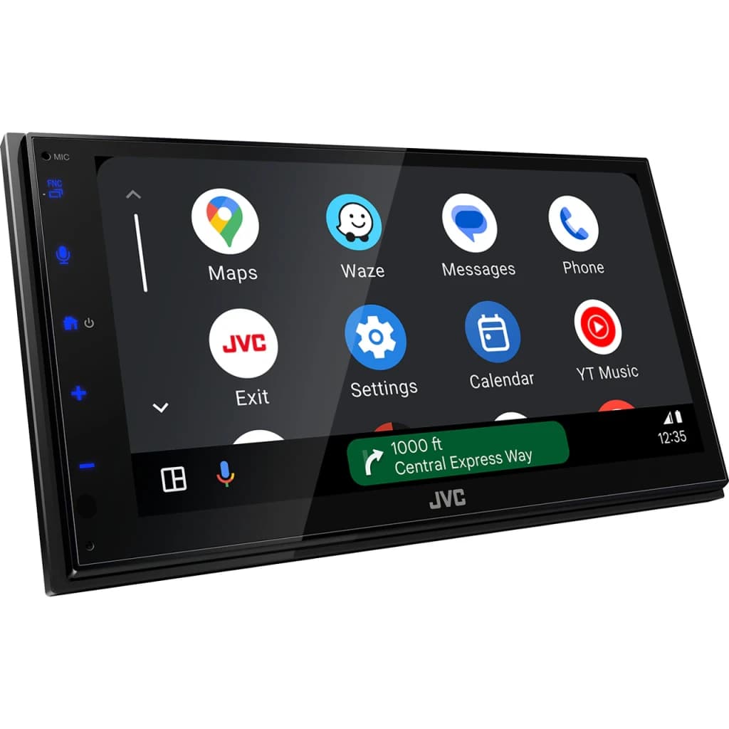 Autorradio JVC Negro CarPlay Android Auto Inalámbrico 6.8 pulgadas KW-M695DBW, vista en ángulo: pantalla táctil con interfaz