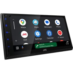 Autorradio JVC Negro CarPlay Android Auto Inalámbrico 6.8 pulgadas KW-M695DBW, vista en ángulo: pantalla táctil con interfaz