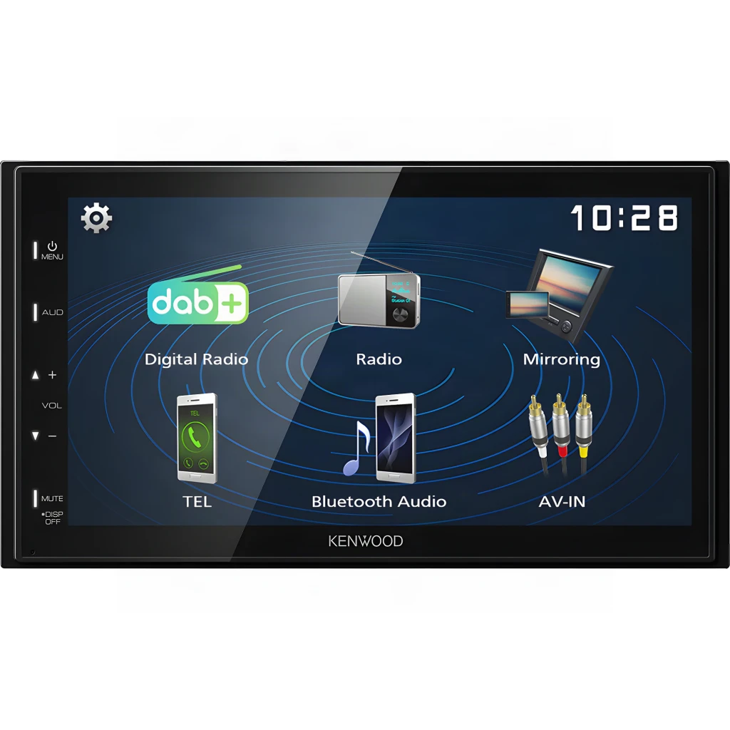 Autorradio Kenwood Negro 6,8 pulgadas 2DIN Bluetooth 5.0 DMX129DAB, frontal: pantalla táctil con menú DAB+, Radio