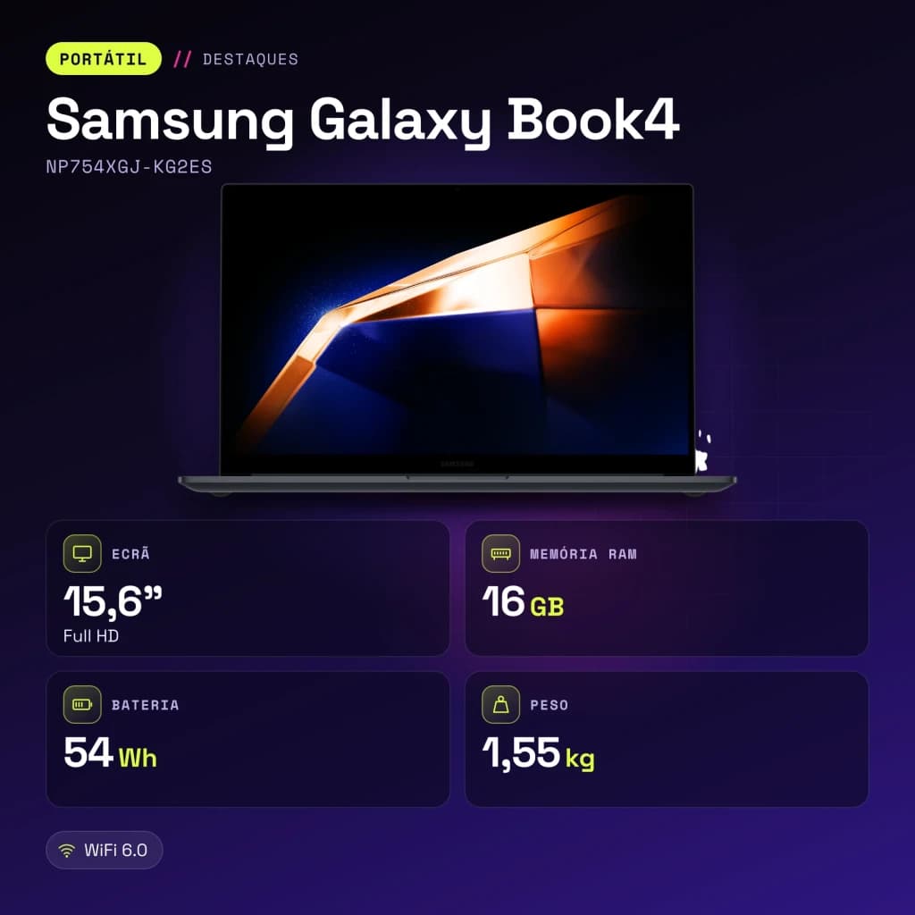 Portátil Samsung Galaxy Book4 16GB/512GB 15,6 pulgadas FHD Intel Core i5-1335U NVMe Windows 11 Pro Gris NP754XGJ-KG2ES - características