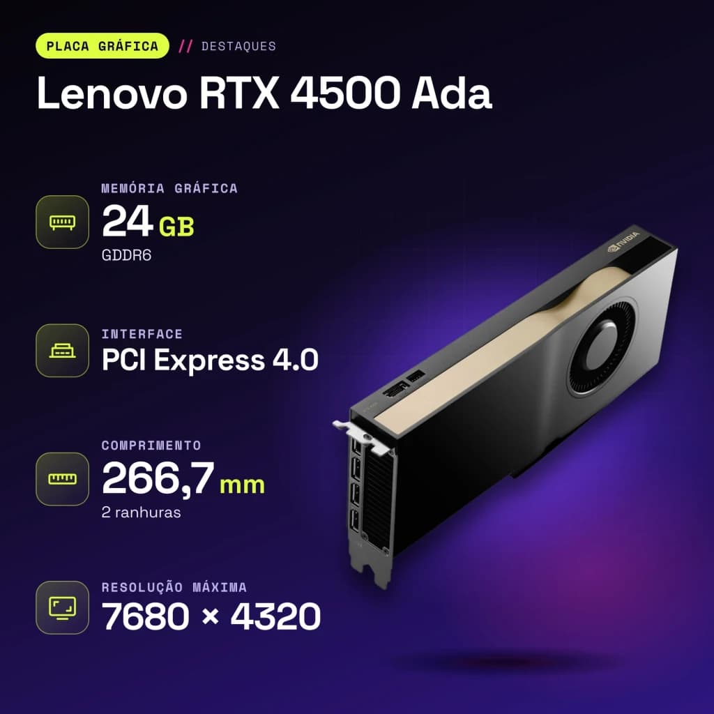 Lenovo RTX 4500 Ada 24 Go GDDR6 Noir - caractéristiques