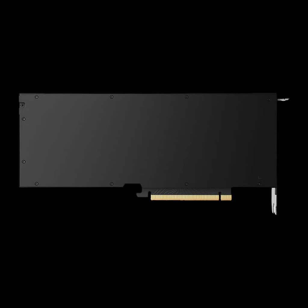 Lenovo RTX 4500 Ada 24 Go GDDR6 Noir, vue arrière: backplate lisse avec vis et connecteur PCIe doré visible