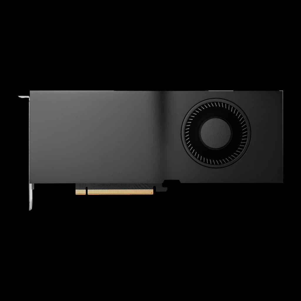 Lenovo RTX 4500 Ada 24 Go GDDR6 Noir, détail: vue de face avec ventilateur radial et connecteur PCIe doré