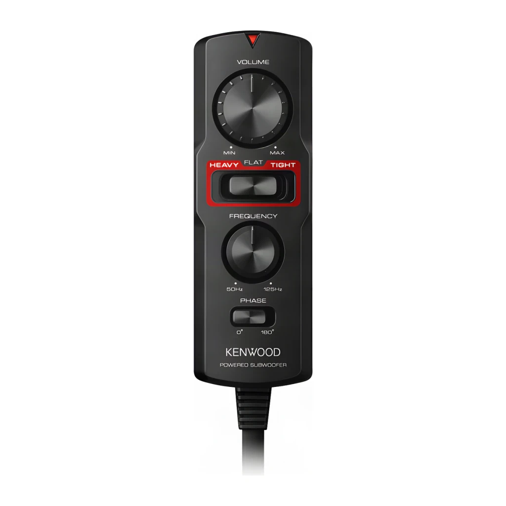 Caisson de basse voiture Kenwood Actif Classe D 160W RMS Noir KSC-PSW7EQ, télécommande filaire: molette volume, sélecteur EQ