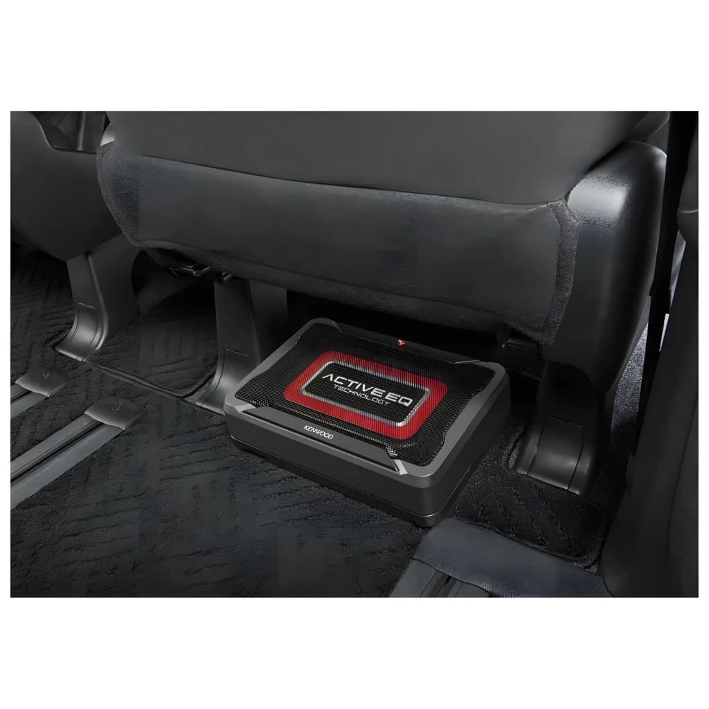 Caisson de basse voiture Kenwood Actif Classe D 160W RMS Noir KSC-PSW7EQ, placé sous siège arrière habitacle