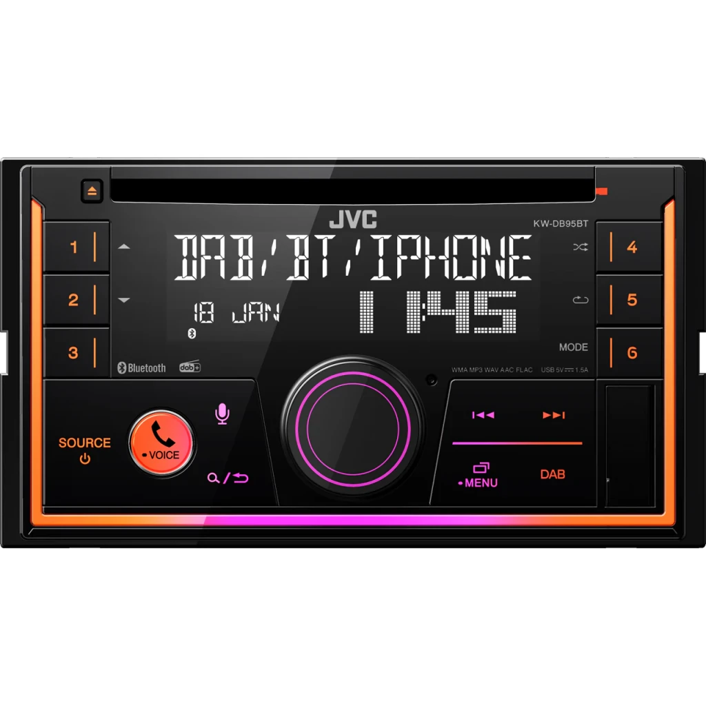 Autorradio JVC Negro 2 DIN Bluetooth 4.2 KW-DB95BT