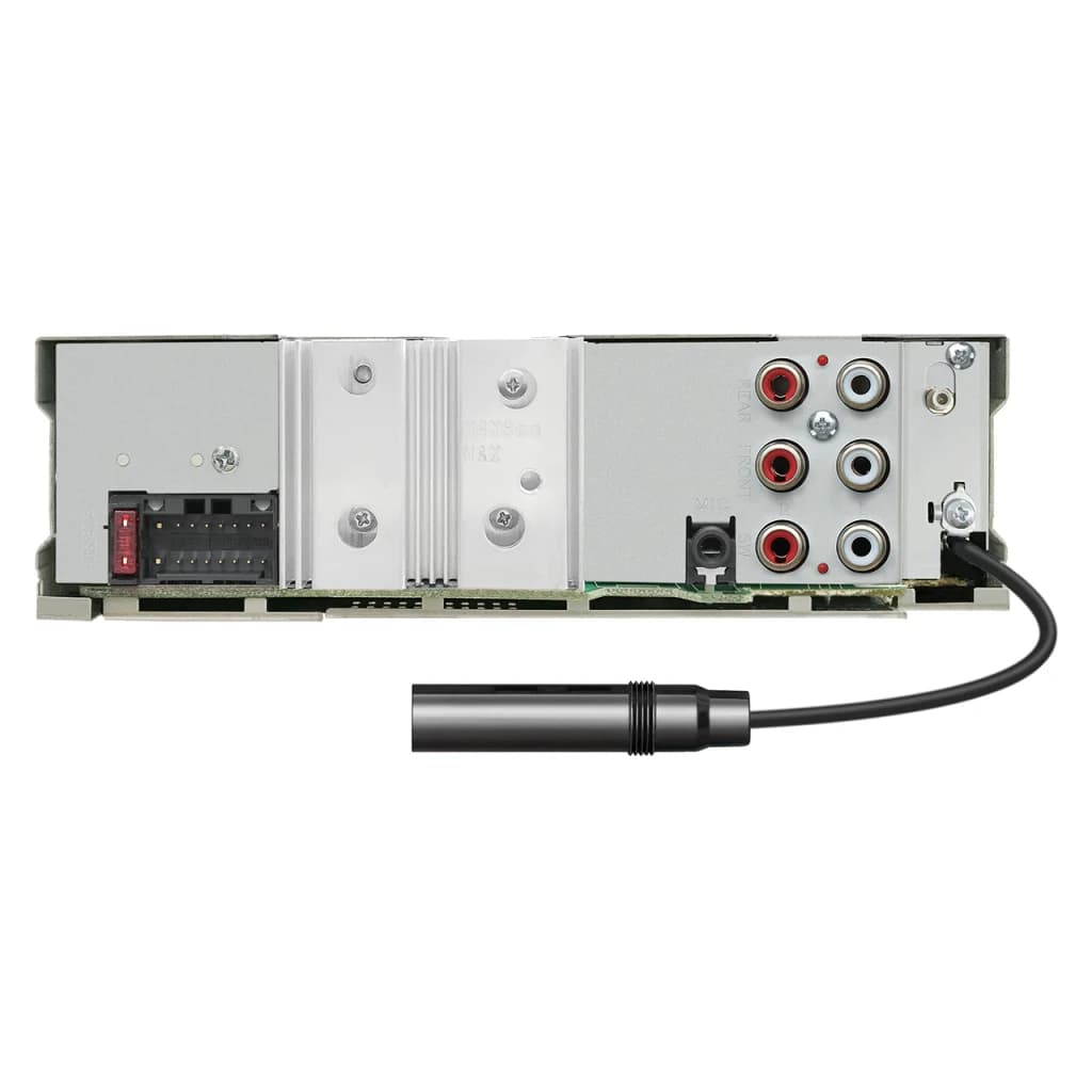 Autorradio JVC Negro 1 DIN Bluetooth 4.2 KD-DB922BT, vista trasera: conectores RCA, conector ISO y antena de micrófono