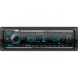 Autoradio Kenwood Noir 1 DIN Bluetooth 4.2 KMM-BT508DAB, vue avant: écran bleu DAB+ BT USB, molette et touches