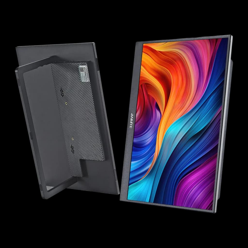 Écran Portable ANMITE 16 pouces 144Hz 2.5K IPS A160W24H, vue arrière: panneau arrière texturé avec support pliable et écran