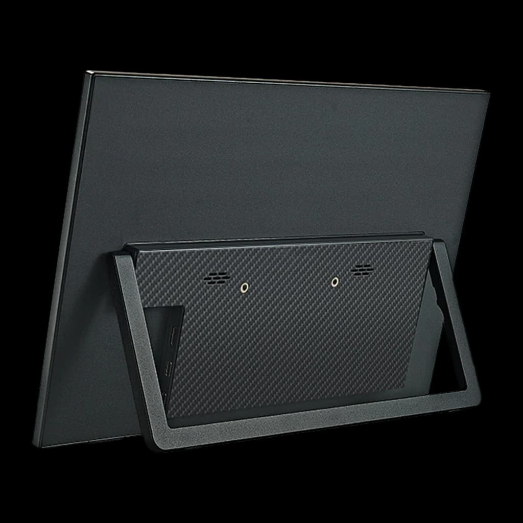 Écran Portable ANMITE 18,5 pouces Full HD IPS 120Hz 5 ms A185W03, vue arrière: panneau noir avec support intégré texture
