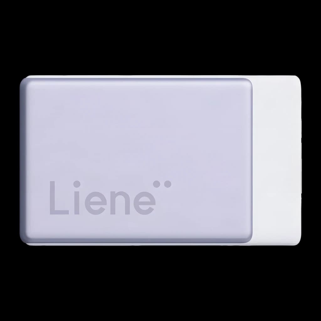 Imprimante Photo Portable LIENE Pearl N200 Pro Violet, détail: couvercle supérieur violet avec logo Liene et panneau latéral
