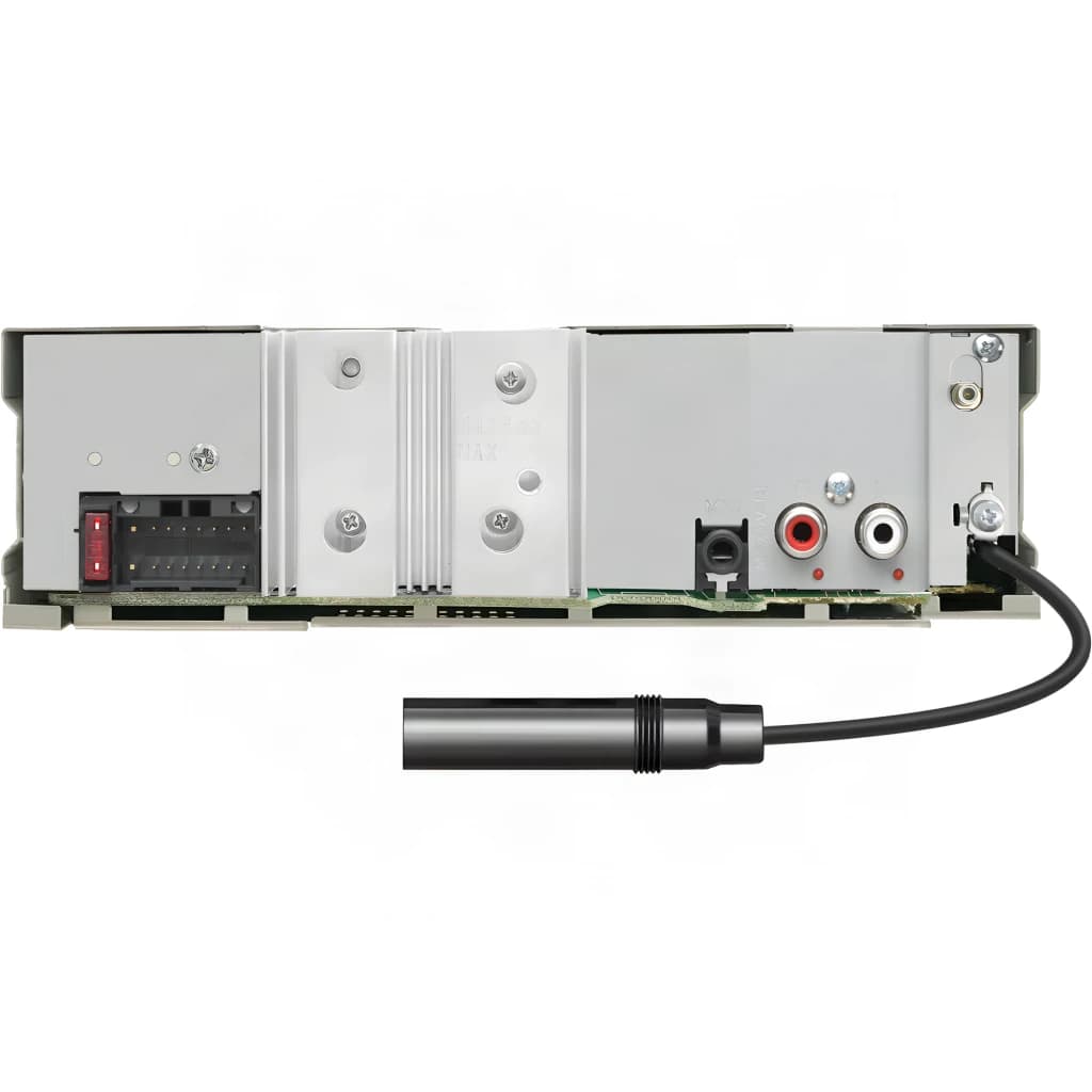 Autorradio Kenwood Negro 1 DIN Bluetooth KMM-BT408DAB, vista trasera: conectores ISO, RCA y cable de antena