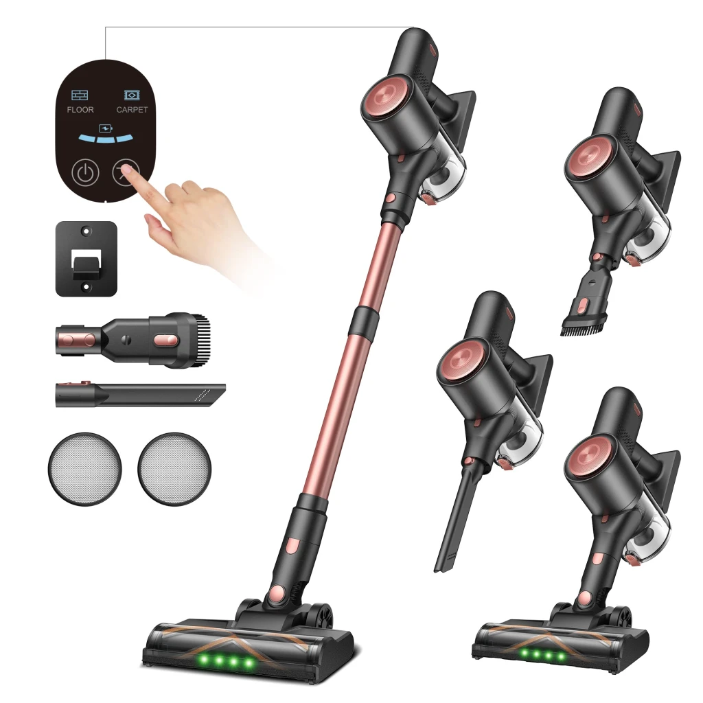 Aspirateur Balai VEXILAR V10 Pro Sans Fil 45000Pa 450W 45min, détail: accessoires, modes FLOOR/CARPET, filtres