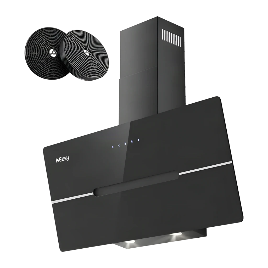 Campana extractora Iseasy 524 m³/h 3 velocidades Negro TV52A90D4-CC-I2, detalle: vista lateral con filtros de carbón activo