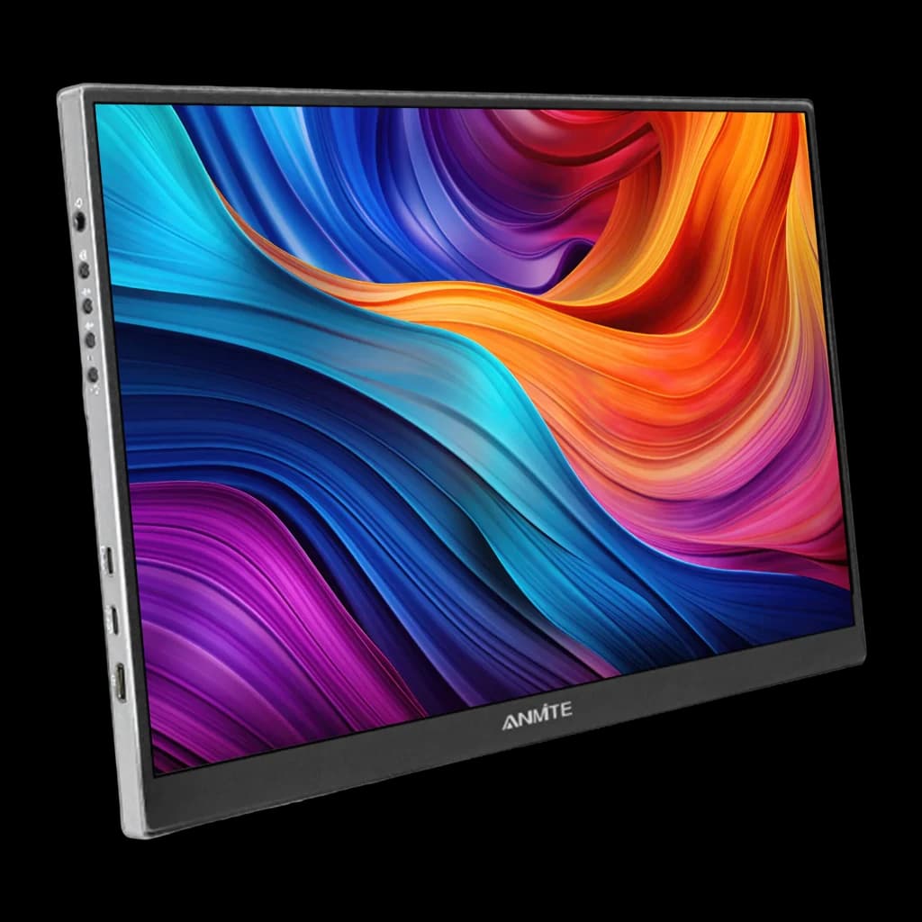 Écran Portable ANMITE 16 pouces 165Hz WUXGA 1920×1200 IPS 1ms A160W04H, vue de face: dalle IPS avec fond coloré, bordures