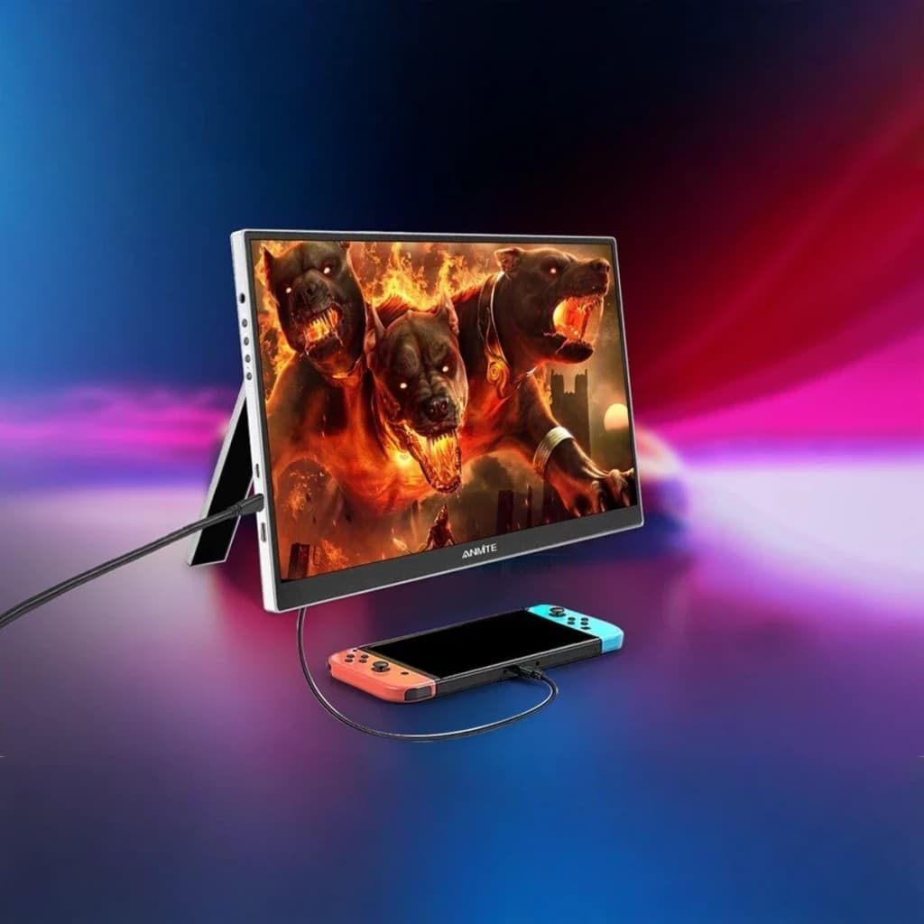 Écran Portable ANMITE 16 pouces 165Hz WUXGA 1920×1200 IPS 1ms A160W04H, en utilisation: connecté à une Nintendo Switch