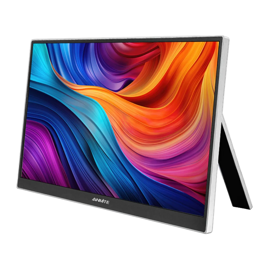 Écran Portable ANMITE 16 pouces 165Hz WUXGA 1920×1200 IPS 1ms A160W04H, détail: vue en angle avec dalle IPS allumée