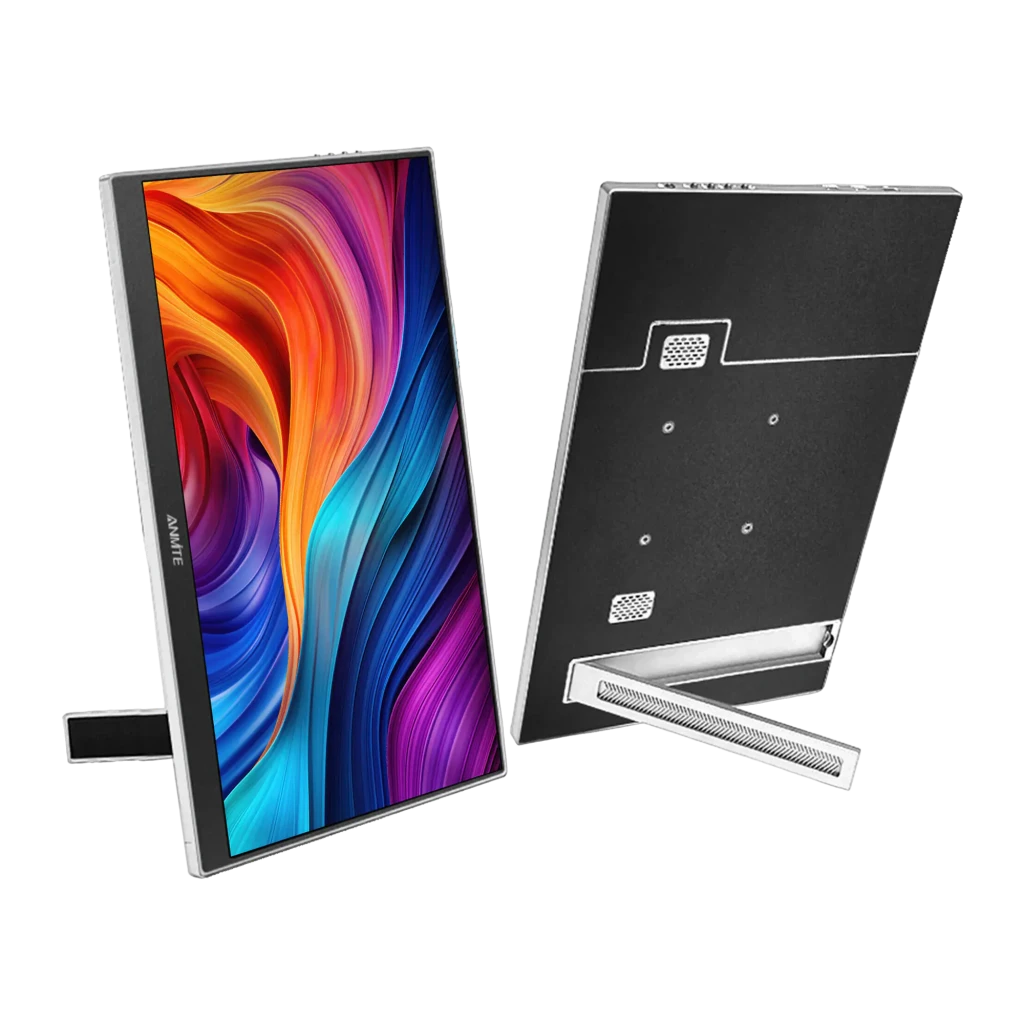 Écran Portable ANMITE 16 pouces 165Hz WUXGA 1920×1200 IPS 1ms A160W04H, vue arrière: coque noire avec grilles de ventilation