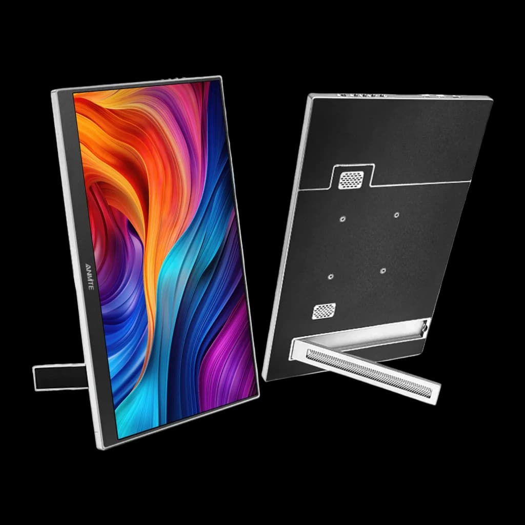 Écran Portable ANMITE 16 pouces 165Hz WUXGA 1920×1200 IPS 1ms A160W04H, vue arrière: coque noire avec grilles de ventilation