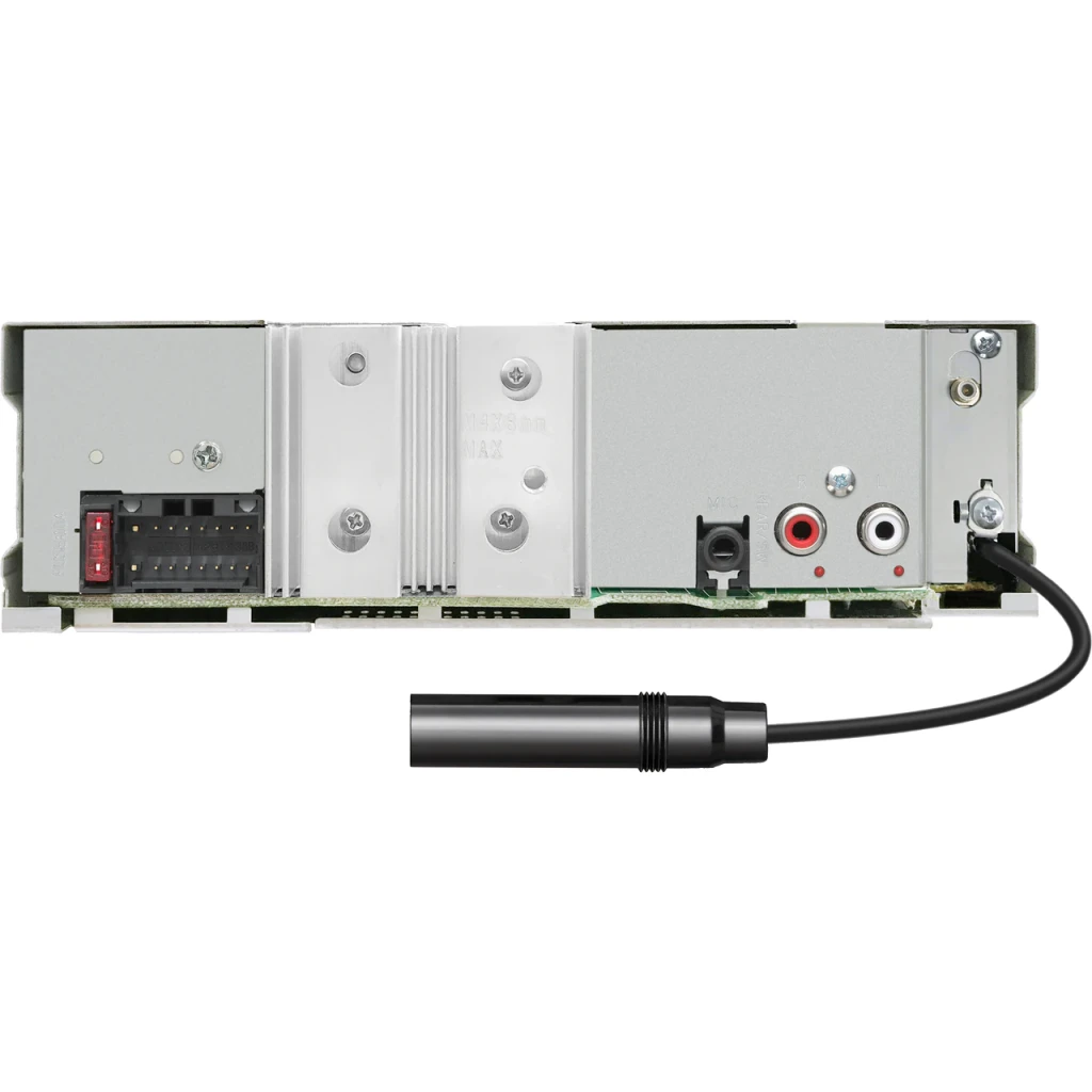 Autorradio JVC Negro 1 DIN Bluetooth 4.2 KD-X282DBT, vista trasera: conectores RCA, conector de antena y cableado