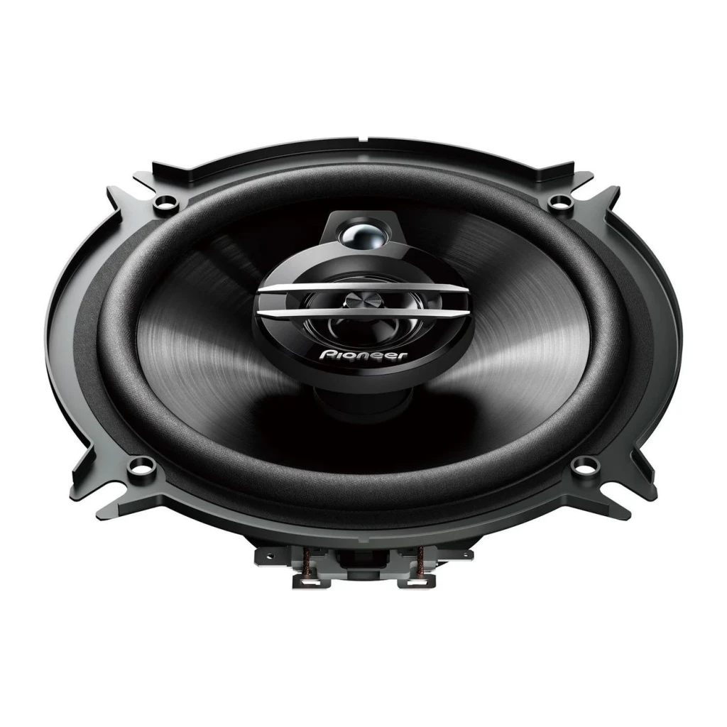 Altavoces de coche Pioneer 3 vías 35W RMS Negro TS-G1330F, vista frontal: cono, tweeter central y logo Pioneer visibles