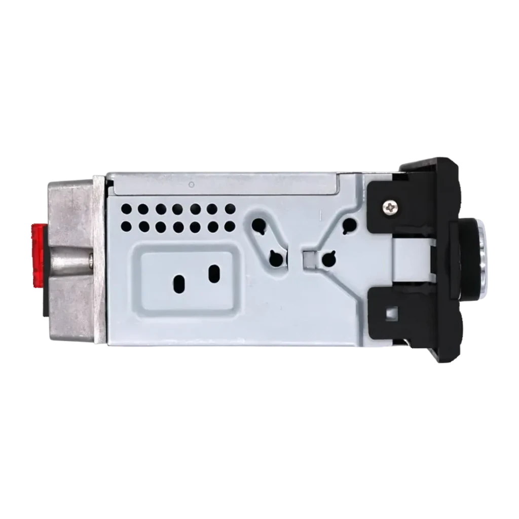 Autorradio Blaupunkt Freiburg 200 Negro 1 DIN Bluetooth, detalle: vista inferior con rejilla de ventilación, conector RCA