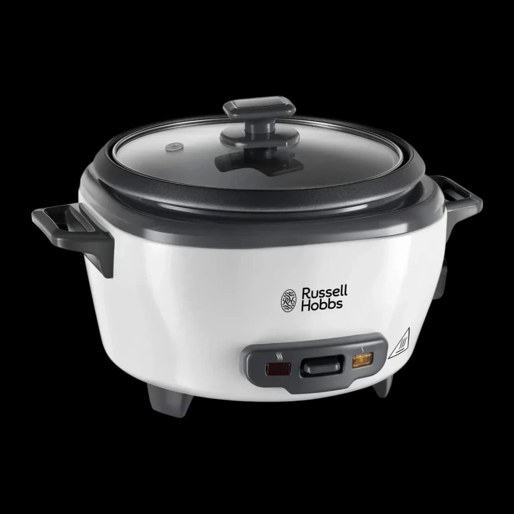 Cuiseur à riz Russell Hobbs 27030-56 Midi 300W 1,4L Noir/Blanc, vue de face: corps blanc avec couvercle en verre sombre