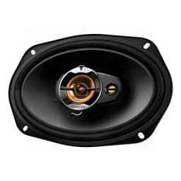 Haut-parleurs voiture Kenwood 3 voies 80W RMS Noir KFC-S6977EX, vue avant: cône noir avec tweeter doré central
