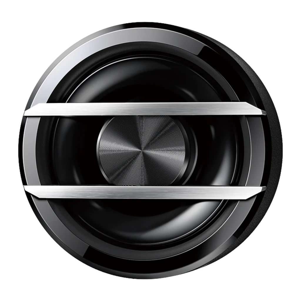 Altavoces de coche Pioneer 2 vías 45W RMS Negro TS-G170C, detalle: cono negro con tweeter central y barras plateadas