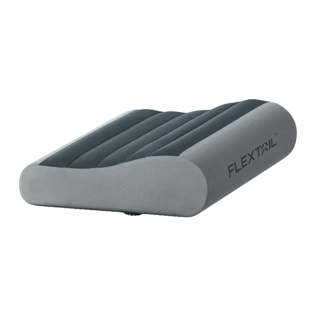 Almofada insuflável Flextail Zero Pillow Cinzento Espuma viscoelástica + TPU, vista frontal: superfície canelada cinzento