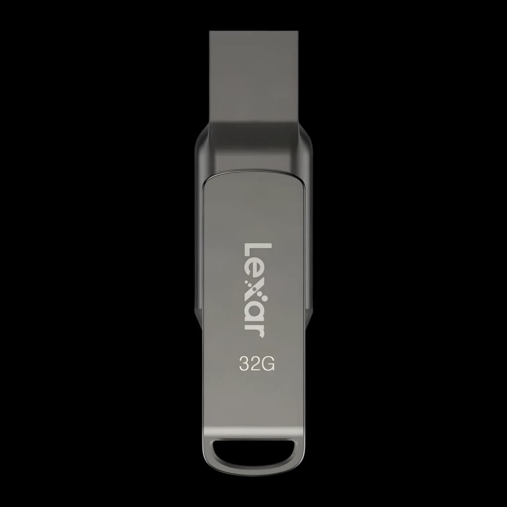 Clé USB Lexar JumpDrive Dual Drive D400 32 Go USB-C et USB-A Gris, détail: corps métallique avec logo Lexar et connecteur