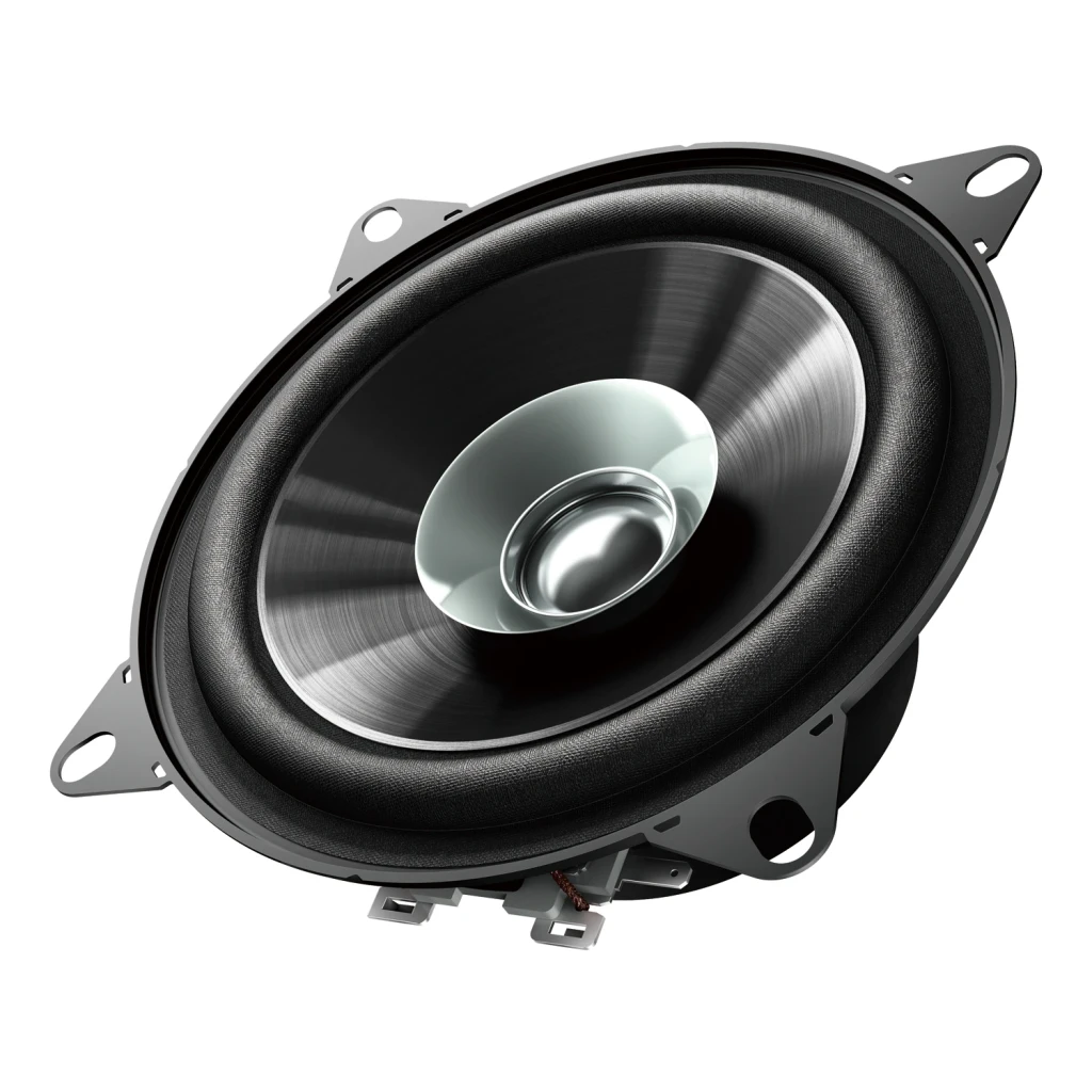 Altavoces para coche Pioneer Doble cono 10cm 30W RMS (190W máx) Negro TS-G1010F, vista frontal en ángulo: cono doble